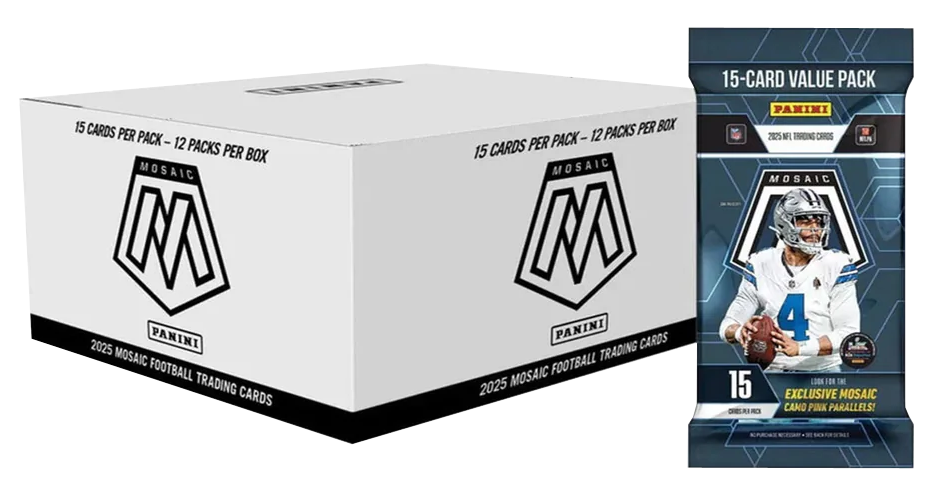 2025 Panini Mosaic Football Jumbo Value Pack Box of 12 Cello Packs
