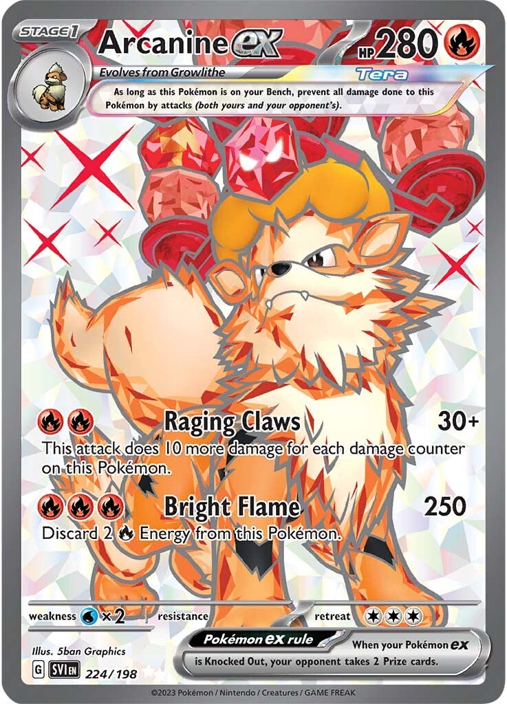 arcanine pokemon card ex Pokmon TCG: SR 092/078 SV1V Violet ex Colorless Flame Swirl (100) Discard 2 Fire Energy or 1 React Energy card attached to Arcanine ex Arcanine EX Case | Scarlet