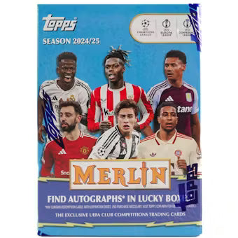 2024-25 Topps Chrome Merlin UEFA Club Competitions Soccer 7-Pack Blaster Box