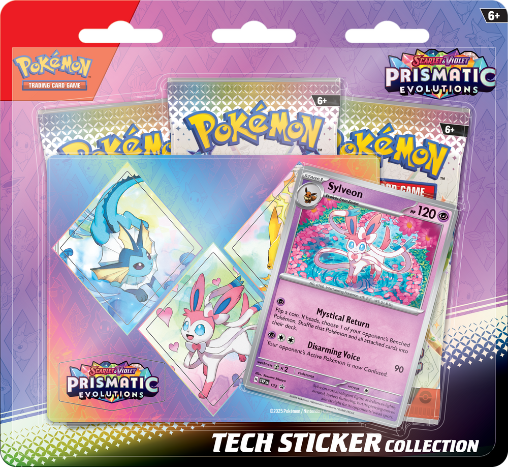 Pokémon TCG: Scarlet & Violet - Prismatic Evolutions 3 Pack Tech Sticker Collection