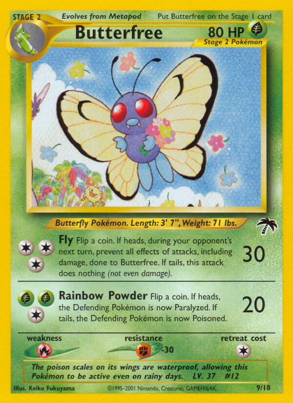 1995 butterfree pokemon card value BUTTERFREE - 33/64 - Jungle - Uncommon - Pokemon Card