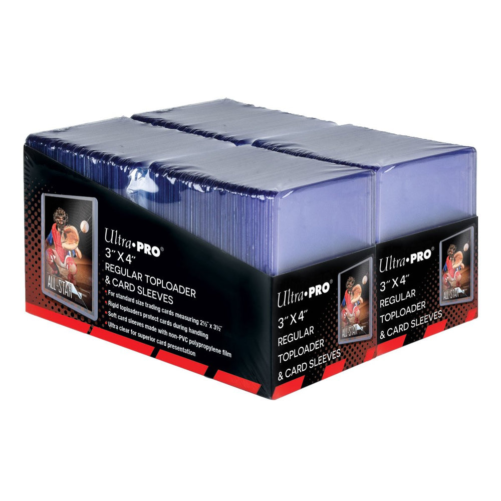Ultra Pro 3" x 4" Clear Regular Toploaders and Soft Sleeves Bundle for Standard Size Cards 200ct