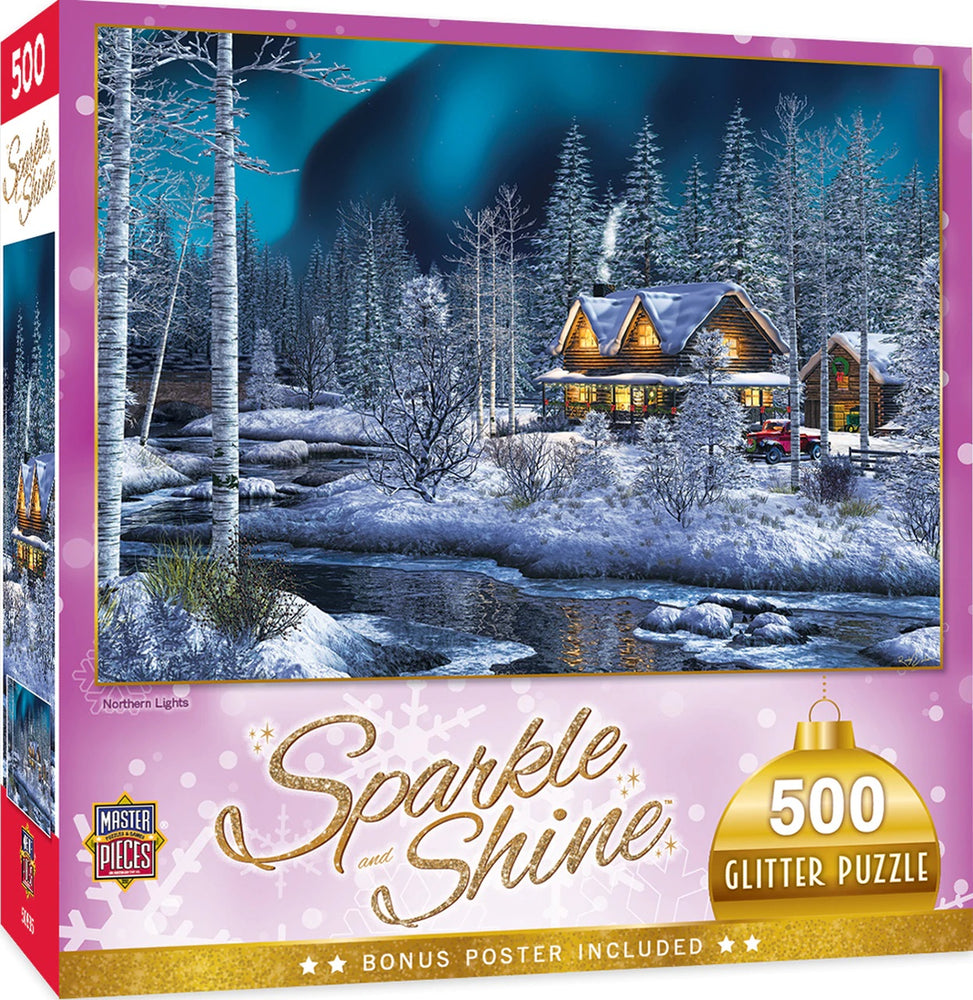 Holiday - Northern Lights 500 Piece Glitter Jigsaw Puzzle