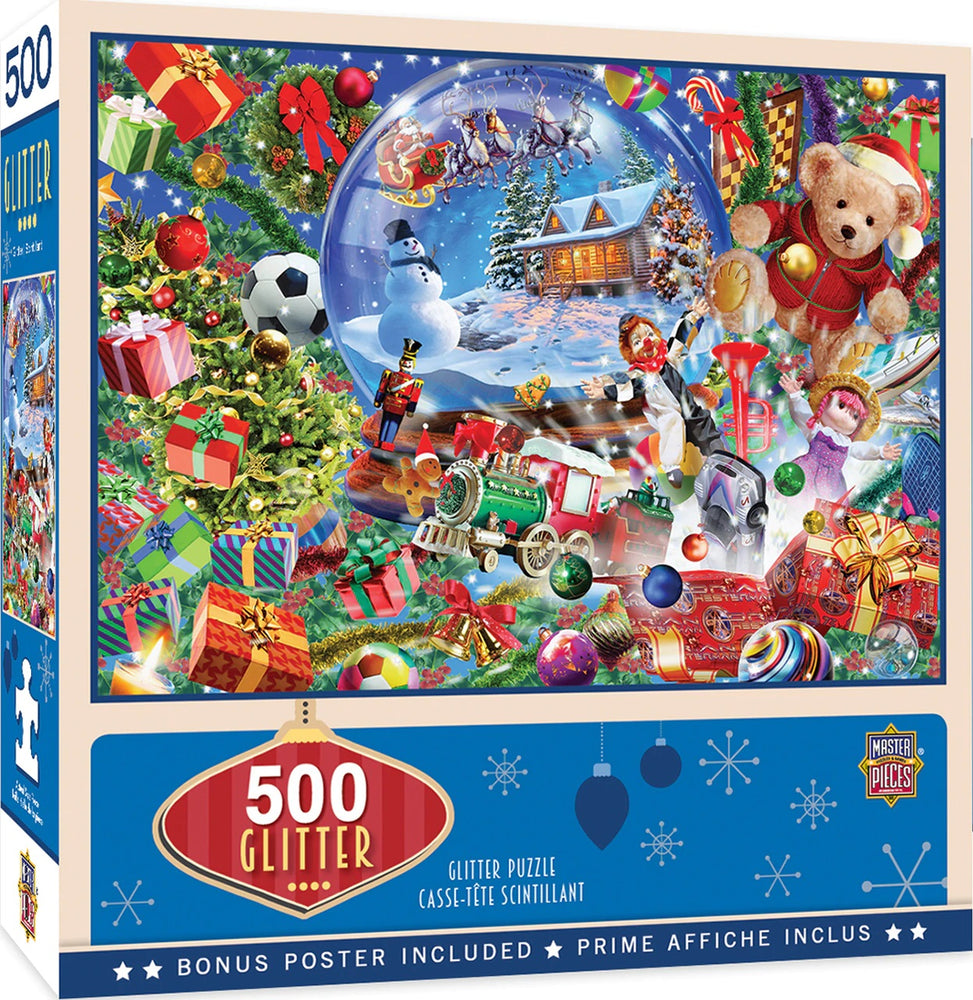 Holiday Snow Globe Dreams 500 Piece Glitter Jigsaw Puzzle