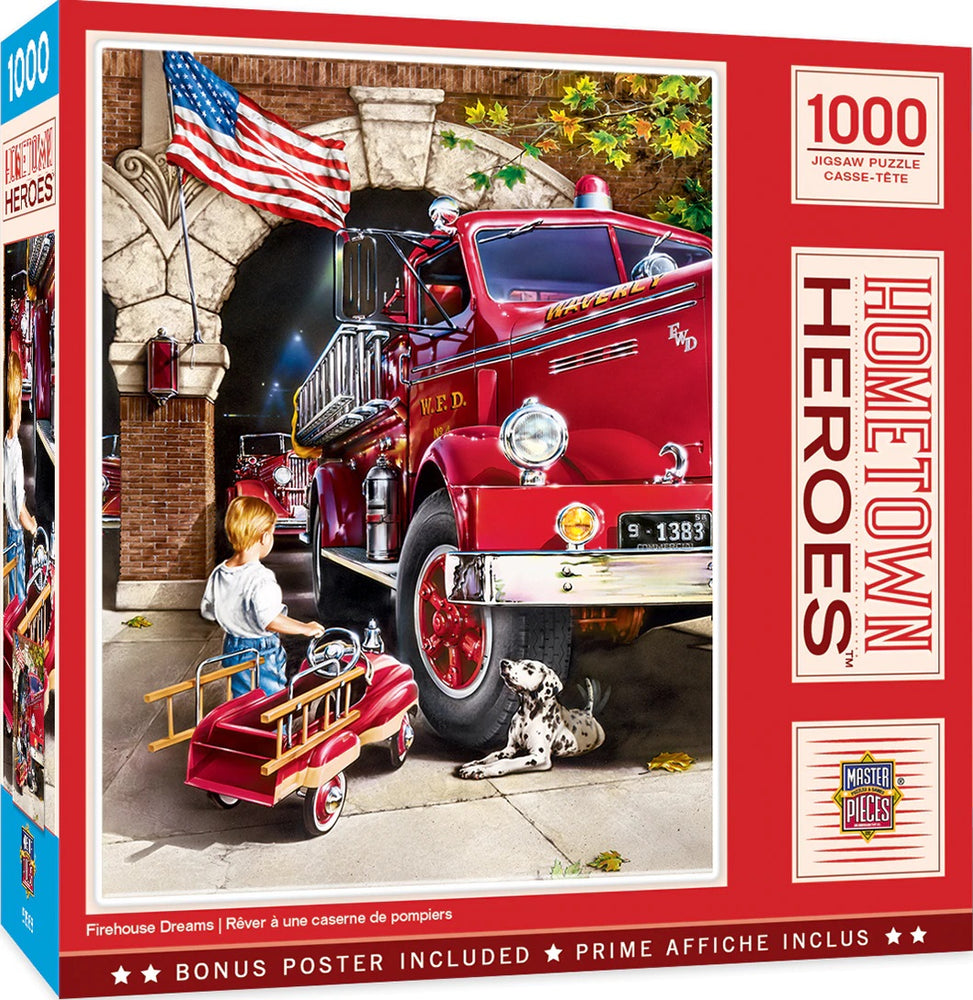 Hometown Heroes Firehouse Dreams -1000 Piece Jigsaw Puzzle by Dan Hatala