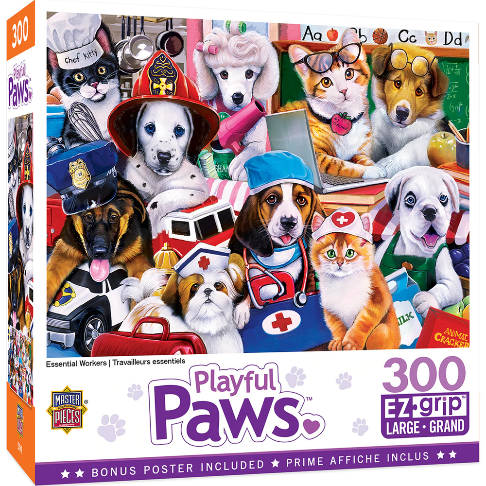 Playful Paws - Essential Workers - Large 300 Piece EZGrip Jigsaw Puzzle