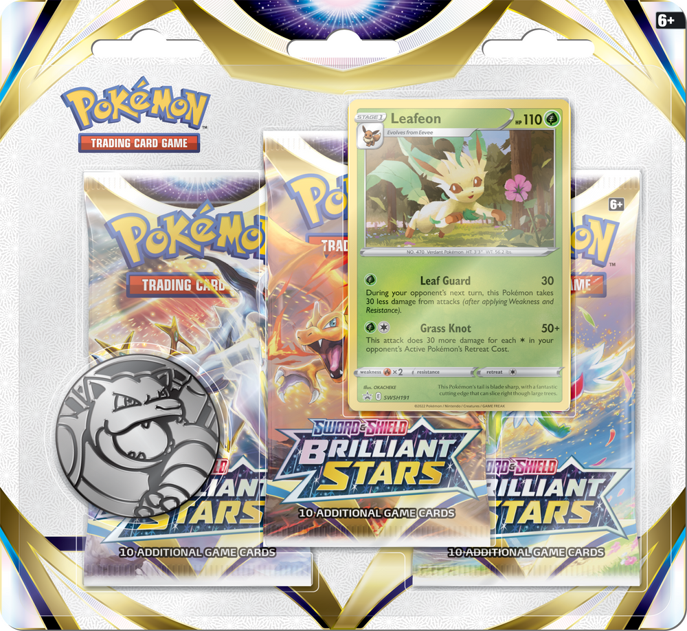 Pokémon TCG: Brilliant Stars 3 Pack Blister Pack with Promo and Coin