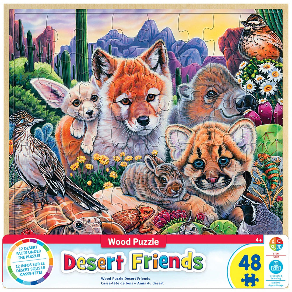 Wood Fun Facts of Desert Friends - 48 Piece Kids Puzzle by Jenny Newland