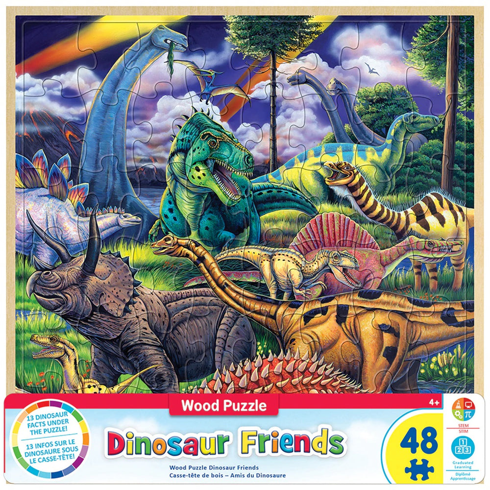 Wood Fun Facts of Dinosaur Friends - 48 Piece Kids Puzzle by Jenny Newland